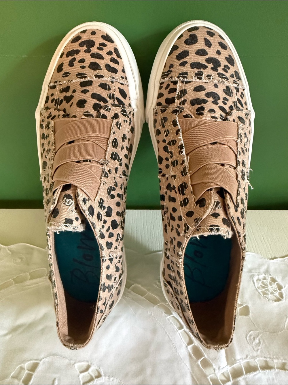 Blowfish Leopard Print Slip-On Sneakers in Tan and Black